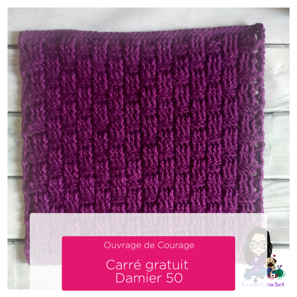 Ouvrage de Courage patron de carré gratuit au crochet "Damier 50"