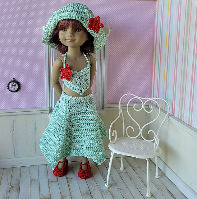 Patron d'ensemble de vêtements au crochet "Barbara" pour poupée Fashion Friends par Atelier Crochet